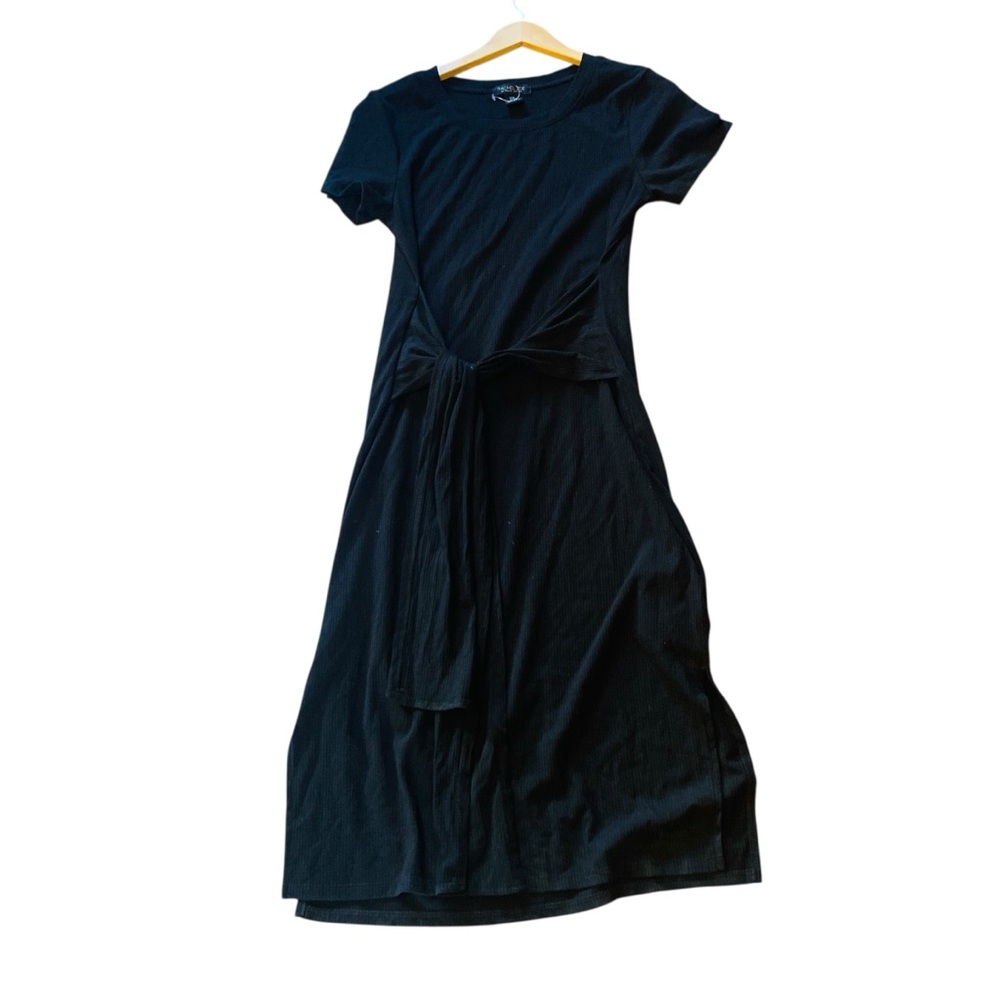 RACHEL ZOE Black Midi Dress With Waist Tie Detail By Rachel Zoe Size M